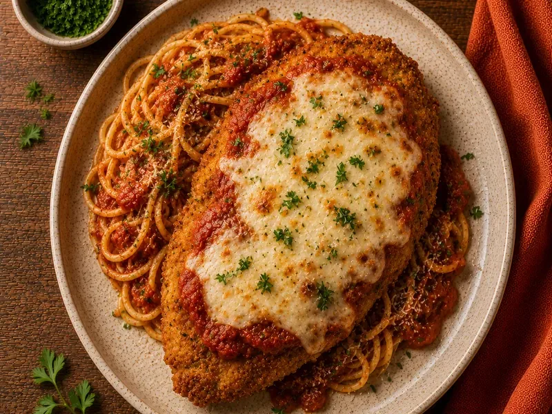 Chicken Parmesan, as the finished dish