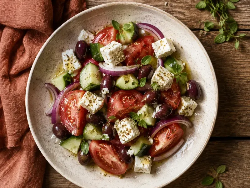 Greek Salad, as the finished dish
