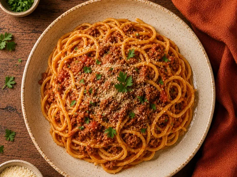 Spaghetti & Meat Sauce, as the finished dish